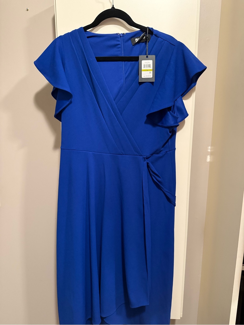 DKNY Cobalt Blue Midi Wrap Dress